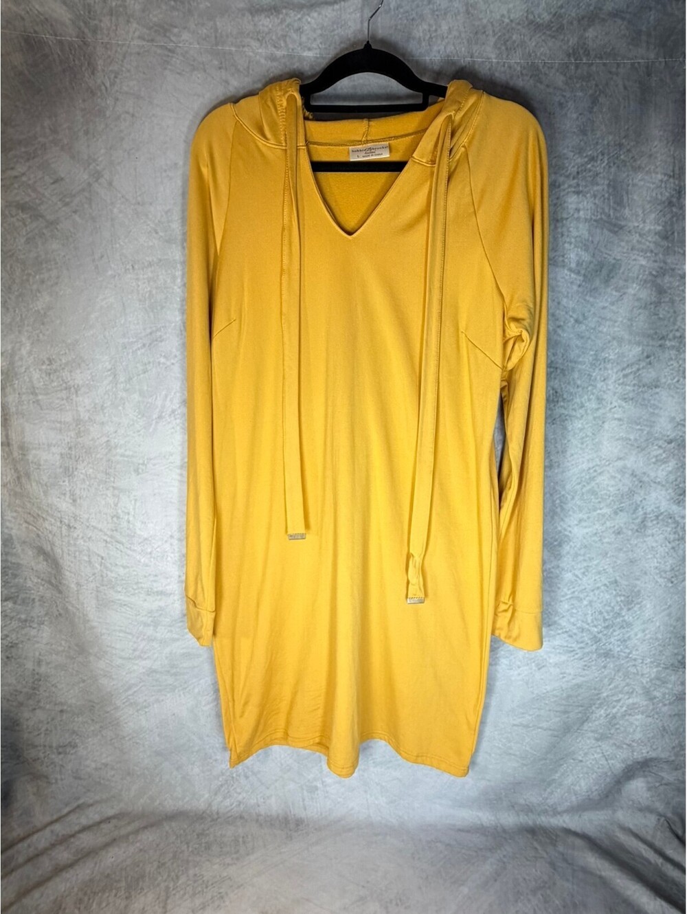 Bobbie Brooks Women’s Large Mustard Yellow Hooded Tunic Dress Long Sleeve